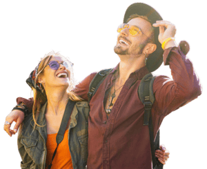 Smiling couple feeling relaxed and confident thanks to the worry-free booking policy at Czech Out Tours
