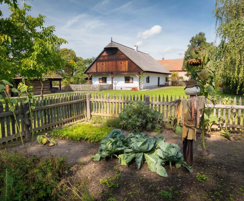 Czech open-air museum courtyard