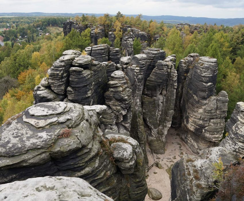 Towering rock formations in Saxon Switzerland National Park