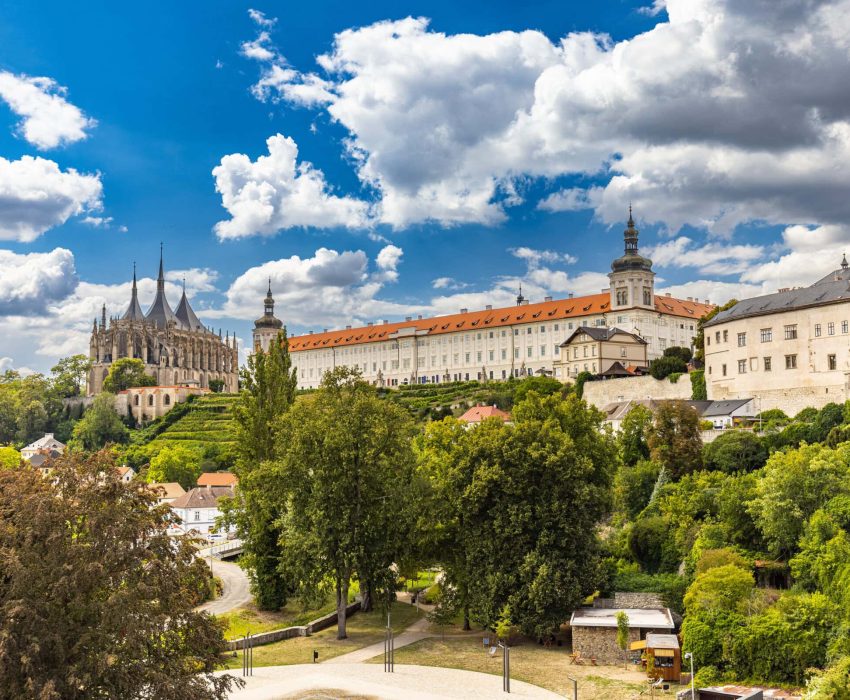 View of Jesuit College and vineyards in Kutná Hora
